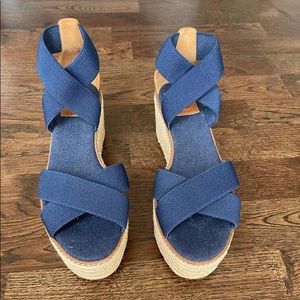 Tory Burch blue wedges